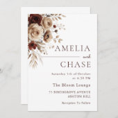 Moderne Terracotta Bohemische Blumenhochzeit Einladung (Vorne/Hinten)