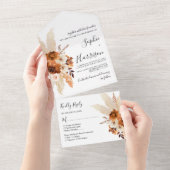 Moderne Terracotta Boho Pampas Grass Wedding All In One Einladung (Abreißen)