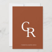 moderne Terracotta Burnt Orange Monogram Wedding Save The Date (Rückseite)