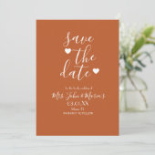 Moderne Terracotta Chocolate Navy Save the Date Einladung (Stehend Vorderseite)