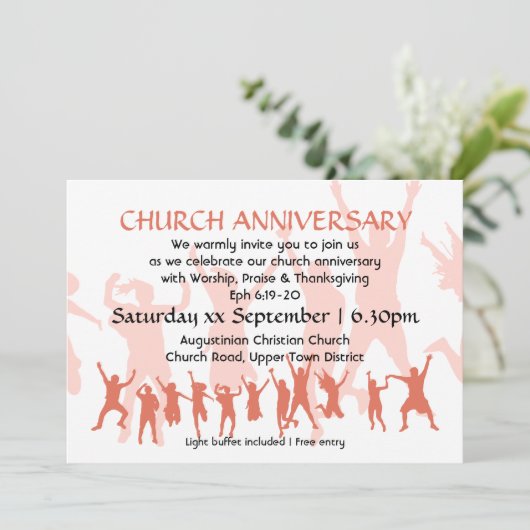 Moderne Terracotta Custom CHURARY Einladung (Stehend Vorderseite)