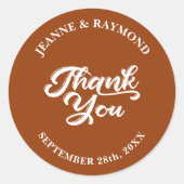Moderne Terracotta Custom Wedding Vielen Dank für Runder Aufkleber (Vorderseite)