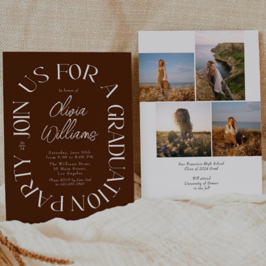 Moderne Terracotta-Doppel-Arch-Graduierungsparty Einladung