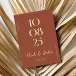 Moderne Terracotta Einfache schicke Hochzeit Save The Date<br><div class="desc">Moderne Hochzeiten sichern das Datum mit elegantem Design und minimalistischem Stil.</div>