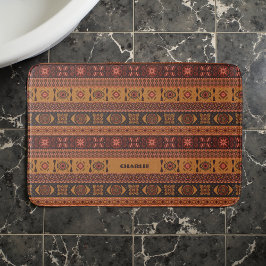 Moderne Terracotta Ethnisches Tribal Ziermuster Badematte