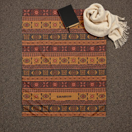 Moderne Terracotta Ethnisches Tribal Ziermuster Fleecedecke