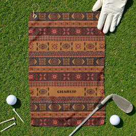 Moderne Terracotta Ethnisches Tribal Ziermuster Golfhandtuch