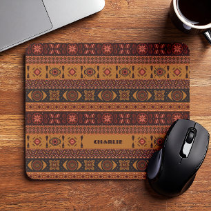 Moderne Terracotta Ethnisches Tribal Ziermuster Mousepad