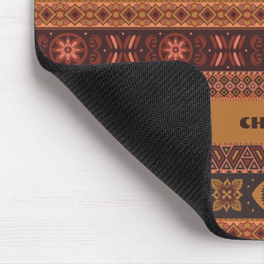 Moderne Terracotta Ethnisches Tribal Ziermuster Mousepad (Ecke)