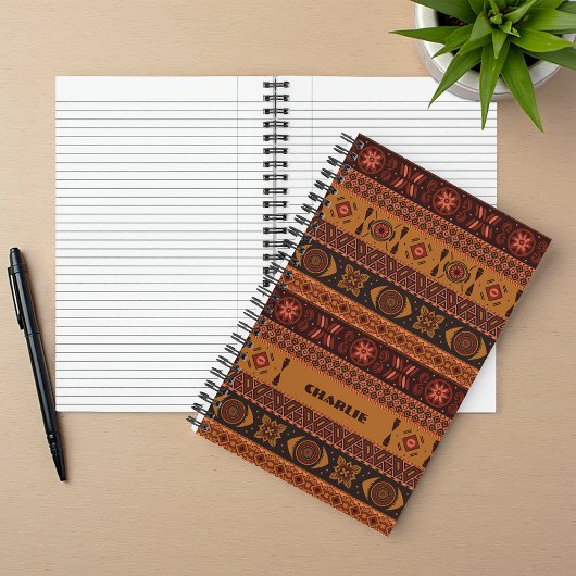 Moderne Terracotta Ethnisches Tribal Ziermuster Notizblock