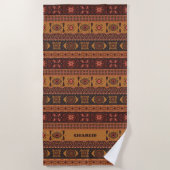 Moderne Terracotta Ethnisches Tribal Ziermuster Strandtuch (Vorderseite)