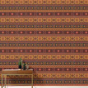 Moderne Terracotta Ethnisches Tribal Ziermuster Tapete
