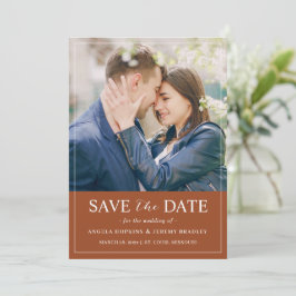 Moderne Terracotta-Farbe Einfaches Minimalistische Save The Date