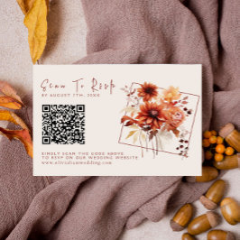 Moderne Terracotta Floral Fall QR Code Hochzeit RSVP Karte