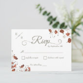Moderne Terracotta Floral Wedding RSVP Card Karte (Stehend Vorderseite)