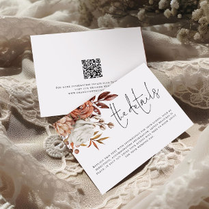 Moderne Terracotta Florals QR Code Details Hochzei Begleitkarte