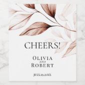 Moderne Terracotta Foliage Sketch Weinetikett (Einzelnes Label)