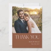 Moderne Terracotta-Foto Hochzeit Dankeskarte (Vorderseite)