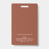 Moderne Terracotta Foto ID Firmenlogos Mitarbeiter Ausweis (Rückseite)