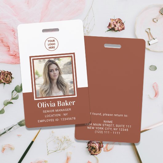 Moderne Terracotta Foto ID Firmenlogos Mitarbeiter Ausweis