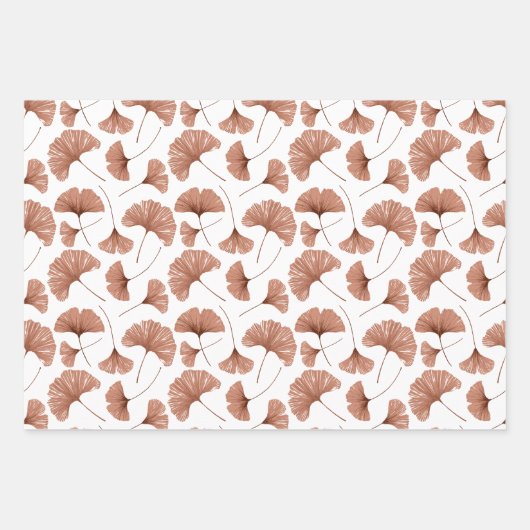 Moderne Terracotta Ginkgo-Blätter Geschenkpapier Set (Vorderseite 2)