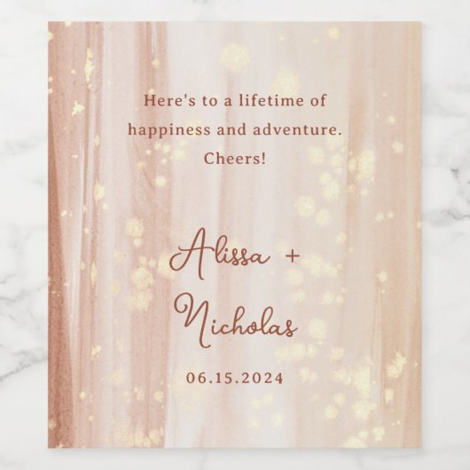 Moderne Terracotta & Gold Weinetikett (Einzelnes Label)