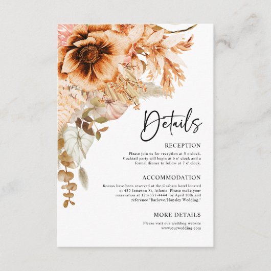 Moderne Terracotta Herbst Wasserfarbenprägung Begleitkarte (Vorderseite)