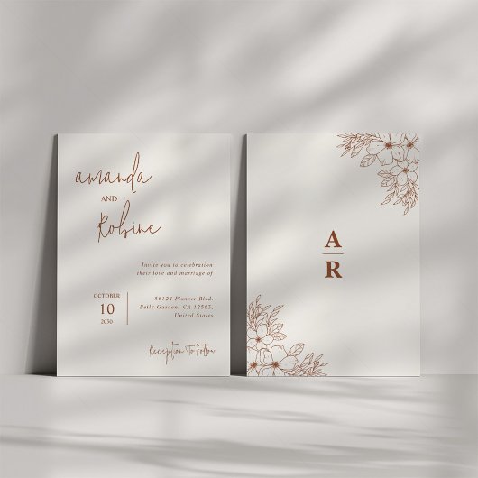 Moderne Terracotta Hochzeit Einladung