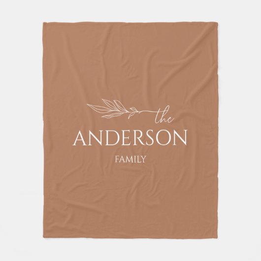 Moderne Terracotta - individueller Familienname Fleecedecke (Vorderseite)