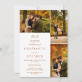 Moderne Terracotta-Initialen 4 Fotos Grid-Hochzeit Einladung (Vorderseite)