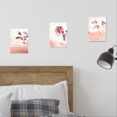 Moderne Terracotta Japandi Landschaft mit Zweigen Bilderwand Sets (Schlafzimmer)