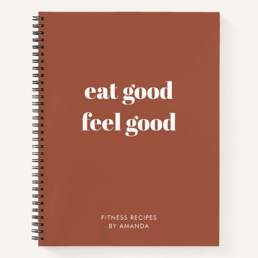 Moderne Terracotta Journal Healthy Fitness Rezepte Notizblock (Vorderseite)