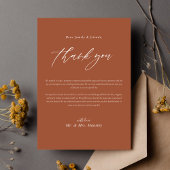 Moderne Terracotta-Kalligrafie Hochzeit Dankeskarte