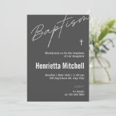 Moderne Terracotta Kalligrafie Taufe Einladung (Stehend Vorderseite)