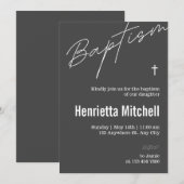 Moderne Terracotta Kalligrafie Taufe Einladung (Vorne/Hinten)