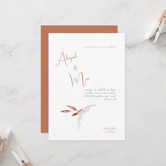 Moderne Terracotta Keine Eltern Hochzeit Einladung (Vorderseite/Rückseite Beispiel)