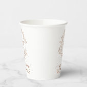 Moderne Terracotta Leafy Wappen Monogram Wedding Pappbecher (Links)