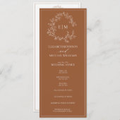 Moderne Terracotta Leafy Wappen Monogram Wedding Programm (Vorne/Hinten)