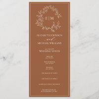 Moderne Terracotta Leafy Wappen Monogram Wedding