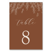 Moderne Terracotta Minimal Blätter Hochzeit Tischnummer (Vorderseite)