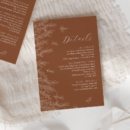 Moderne Terracotta Minimal Blätter Hochzeiten Deta Begleitkarte