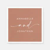 Moderne Terracotta minimale zeitgenössische Hochze Serviette (Vorderseite)