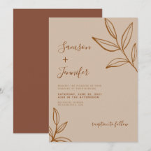 Moderne Terracotta mit Blätter Boho Wedding