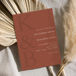 Moderne Terracotta Monogram Minimalistisch Wedding Einladung