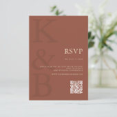 Moderne Terracotta Monogram Minimalistisch Wedding RSVP Karte (Stehend Vorderseite)