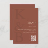 Moderne Terracotta Monogram Minimalistisch Wedding RSVP Karte (Vorne/Hinten)