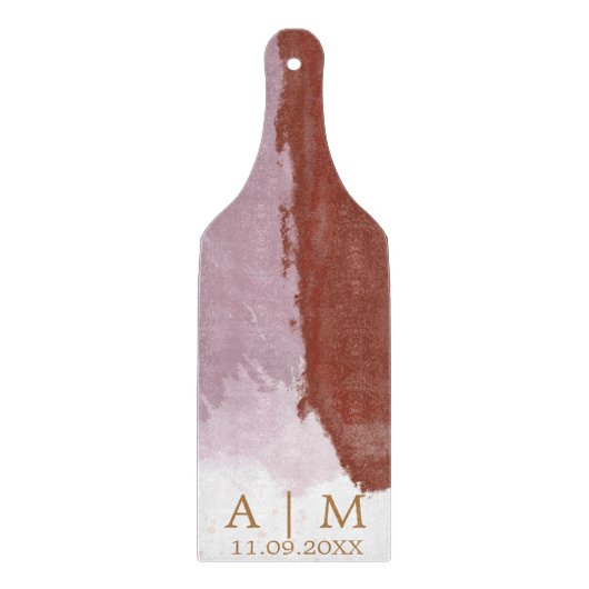 Moderne Terracotta Monogram Schneidebrett (Vorderseite)