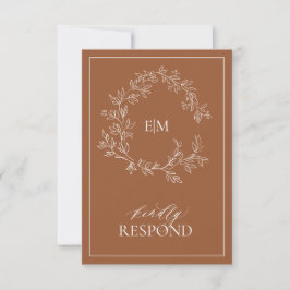 Moderne Terracotta Monogram Wedding RSVP Card