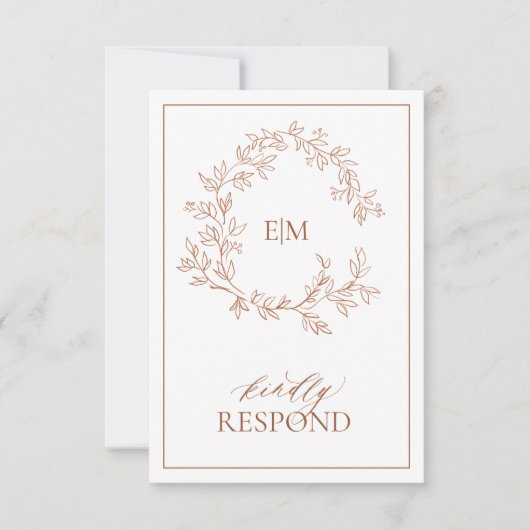 Moderne Terracotta Monogram Wedding RSVP Card Karte (Vorderseite)