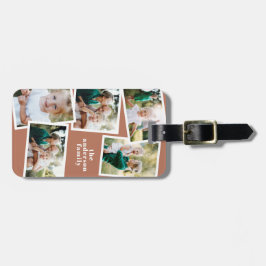 Moderne Terracotta Multi-Foto Familiengeschenk Gepäckanhänger